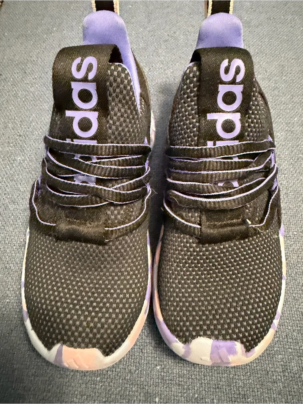 adidas Black & Lavender Slip-On Knit Sneakers